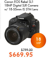 Canon EOS Rebel SL1 18MP Digital SLR Camera w/ 18-55mm IS STM Lens