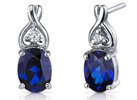 3.50 Ct Blue Sapphire Oval Cut CZ Earrings