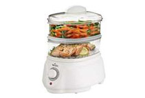 Rival Dual-Tiered Mini Food Steamer with Timer, White