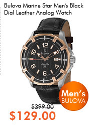 Bulova Marine Star Men's Black Dial Leather Analog Watch