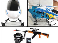 Whimsical toy 'copters, airsoft snipers, and easy-bake ovens