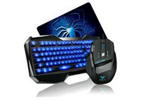 AULA Blue LED Backlight Multimedia USB Gaming Keyboard Accessories Set