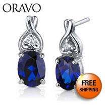Classy Style 3.50 Carats Blue Sapphire Oval Cut Cubic Zirconia Earrings in Sterling Silver