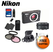 Nikon J1 Digital Camera 10-30mm Lens Package with 2 batteries, charger 16GB SD Card, & much More
