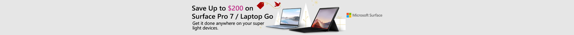 Save up to $200 on surface Pro 7/ Laptop Go