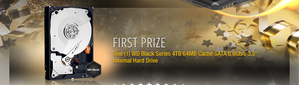 First Prize One (1) WD Black Series 4TB 64MB Cache SATA 6.0Gb/s 3.5" Internal Hard Drive