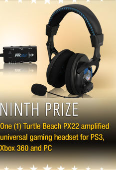 Ninth Prize One (1) Turtle Beach PX22 amplified universal gaming headset for PS3, Xbox 360 and PC