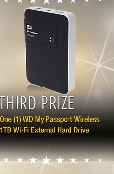 Third Prize One (1) WD My Passport Wireless 1TB Wi-Fi External Hard Drive