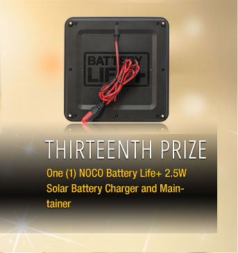 Thirteenth Prize One (1) NOCO Battery Life+ 2.5W Solar Battery Charger and Maintainer