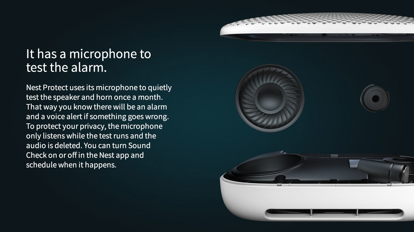 It has a microphone to test the alarm.