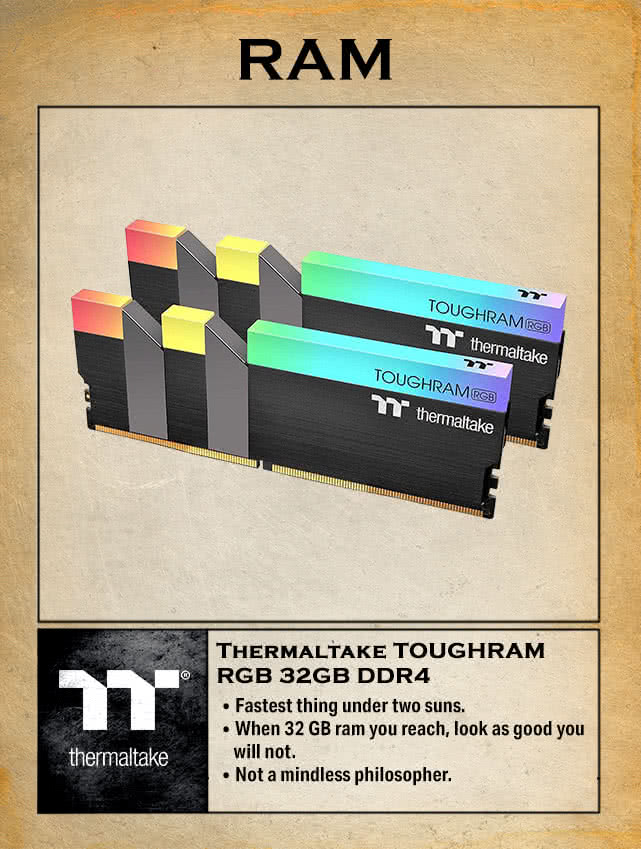 Thermaltake TOUGHRAM RGB 32GB (2x16GB) DDR4 3200MHz C16 1.35V DIMM Desktop Gaming Memory, Black, R009D416GX2-3200C16A