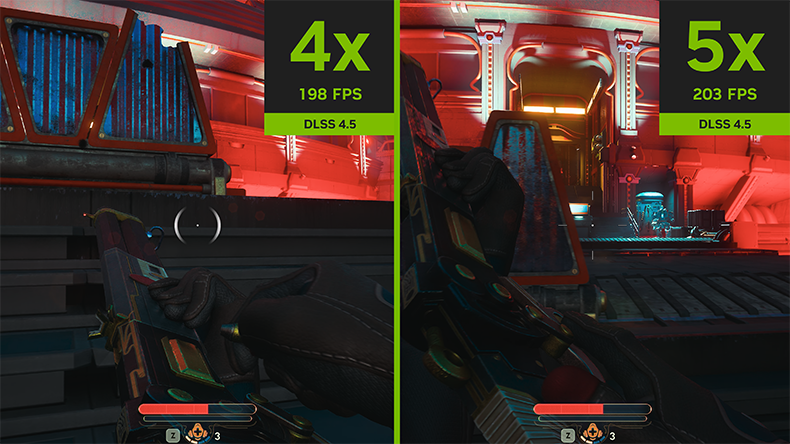 DLSS Dynamic Multi Frame Generation comparison: 4x FPS versus 5x FPS