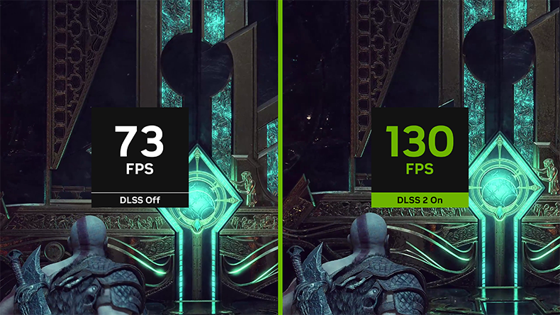 DLSS Super Resolution comparison: 73 FPS versus 130 FPS