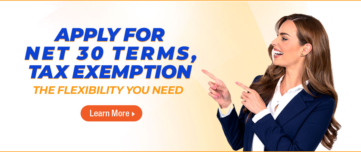 Apply for Net 30 terms, tax ememption