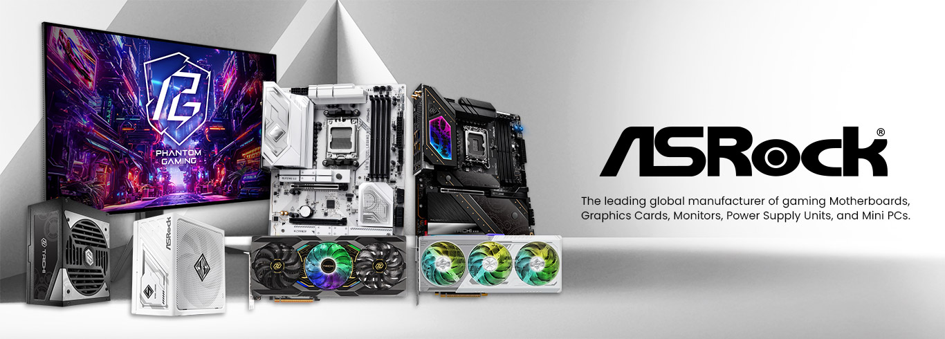 Light-themed ASRock promotional banner