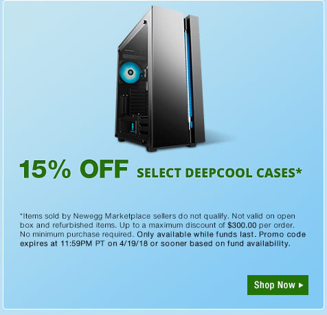 15% OFF SELECT DEEPCOOL CASES*
