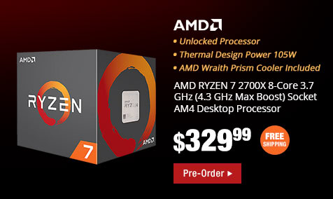 AMD RYZEN 7 2700X 8-Core 3.7 GHz (4.3 GHz Turbo) Socket AM4 Desktop Processor