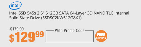 Intel SSD 545s 2.5" 512GB SATA 64-Layer 3D NAND TLC Internal Solid State Drive (SSDSC2KW512G8X1)