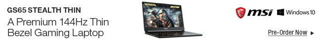MSI - GS65 Stealth Thin. A Premium 144Hz Thin Bezel Gaming Laptop.