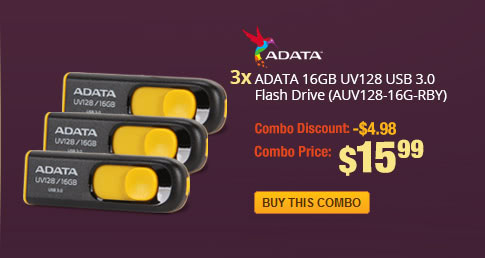 Combo: 3x - ADATA 16GB UV128 USB 3.0 Flash Drive (AUV128-16G-RBY)