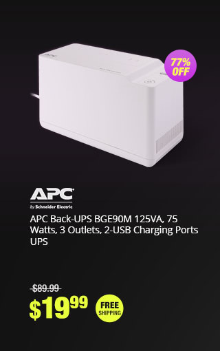 APC Back-UPS BGE90M 125VA 75 Watts 3 Outlets 2-USB Charging Ports UPS