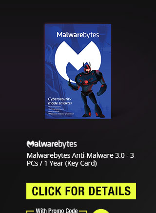 Malwarebytes Anti-Malware 3.0 - 3 PCs / 1 Year (Key Card)