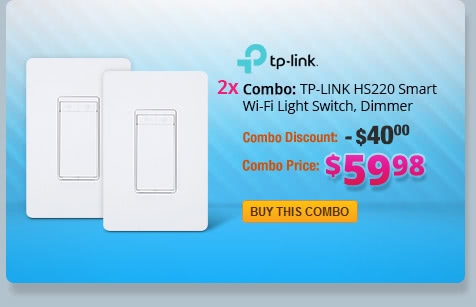 Combo: 2x - TP-LINK HS220 Smart Wi-Fi Light Switch, Dimmer