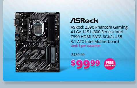 ASRock Z390 Phantom Gaming 4 LGA 1151 (300 Series) Intel Z390 HDMI SATA 6Gb/s USB 3.1 ATX Intel Motherboard