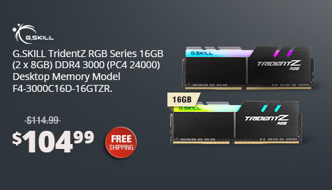 G.SKILL TridentZ RGB Series 16GB (2 x 8GB) DDR4 3000 (PC4 24000) Desktop Memory Model F4-3000C16D-16GTZR