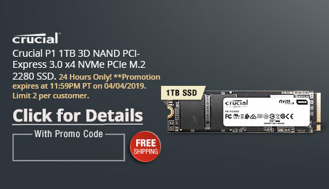 Crucial P1 1TB 3D NAND PCI-Express 3.0 x4 NVMe PCIe M.2 2280 SSD