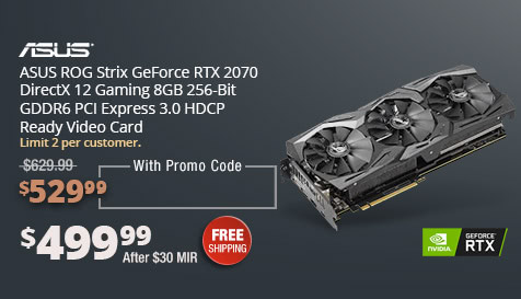 ASUS ROG GeForce RTX 2070 DirectX 12 Gaming 8GB 256-Bit GDDR6 PCI Express 3.0 HDCP Ready Video Card
