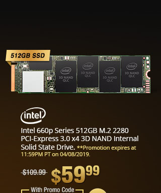 Intel 660p Series 512GB M.2 2280 PCI-Express 3.0 x4 3D NAND Internal Solid State Drive
