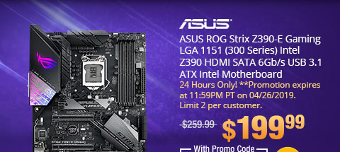 ASUS ROG Strix Z390-E Gaming LGA 1151 (300 Series) Intel Z390 HDMI SATA 6Gb/s USB 3.1 ATX Intel Motherboard