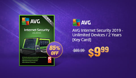 AVG Internet Security 2019 - Unlimited Devices / 2 Years [Key Card]