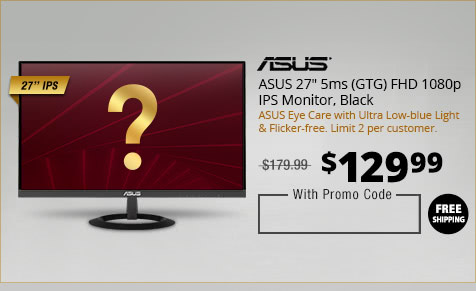 ASUS 27" 5ms (GTG) FHD 1080p IPS Monitor, Black