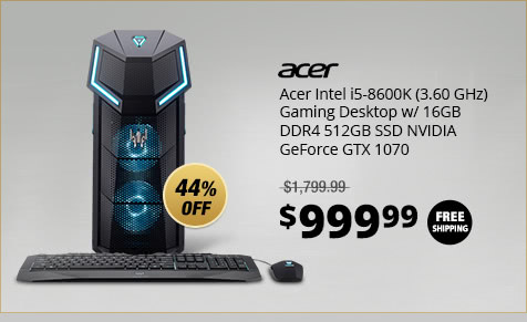 Acer Intel i5-8600K (3.60 GHz) Gaming Desktop w/ 16GB DDR4 512GB SSD NVIDIA GeForce GTX 1070