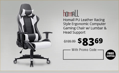 Homall PU Leather Racing Style Ergonomic Computer Gaming Chair w/ Lumbar & Head Support