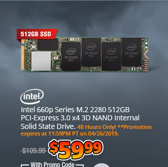 Intel 660p Series M.2 2280 512GB PCI-Express 3.0 x4 3D NAND Internal Solid State Drive