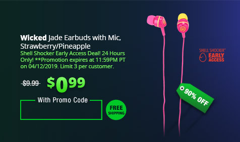 Wicked Jade Earbuds with Mic, Strawberry/Pineapple