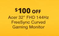 $100 Off Acer 32" FHD 144Hz Curved Gaming Monitor