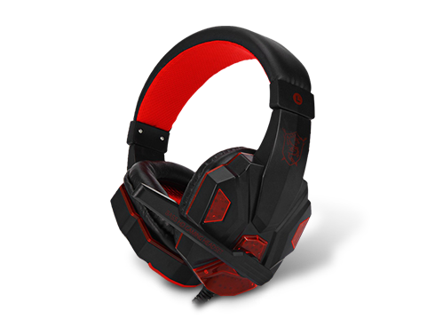Gaming Stereo Headset w/ Mic USB Auriculares, Black/Red