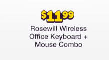 $11.99 Rosewill Wireless Office Keyboard + Mouse Combo 