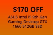 $170 Off ASUS Intel Core i5 9th Gen Gaming Desktop GTX 1660 512GB SSD