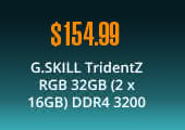 $154.99 G.SKILL TridentZ RGB 32GB (2 x 16GB) DDR4 3200