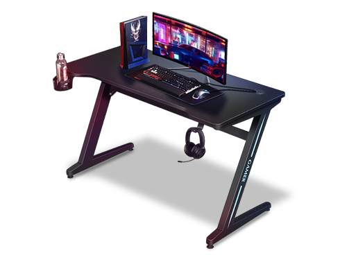 TROPRO 55" Gaming Desk w/ Cup Holder, Headphone Hook, Black
