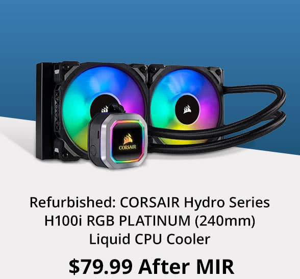 Refurbished: CORSAIR Hydro Series H100i RGB PLATINUM (240mm) Liquid CPU Cooler