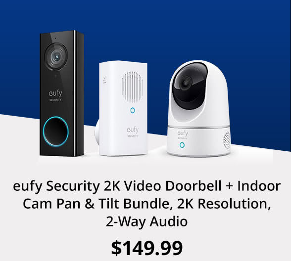 eufy Security 2K Video Doorbell + Indoor Cam Pan & Tilt Bundle, 2K Resolution, 2-Way Audio