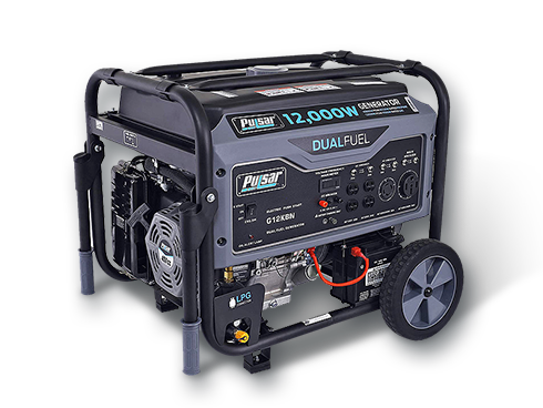 Pulsar G12KBN Heavy Duty Portable Dual Fuel Generator - 9500 Rated Watts & 12000 Peak Watts - Gas & LPG - Electric Start