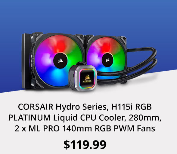 CORSAIR Hydro Series, H115i RGB PLATINUM Liquid CPU Cooler, 280mm, 2 x ML PRO 140mm RGB PWM Fans