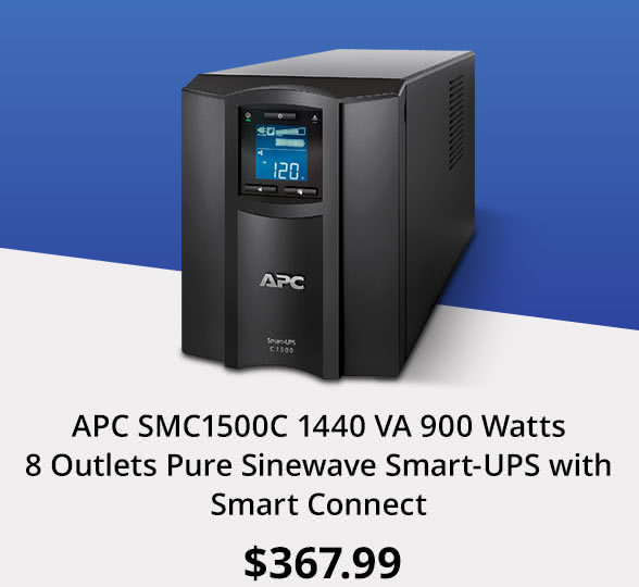 APC SMC1500C 1440 VA 900 Watts 8 Outlets Pure Sinewave Smart-UPS with Smart Connect